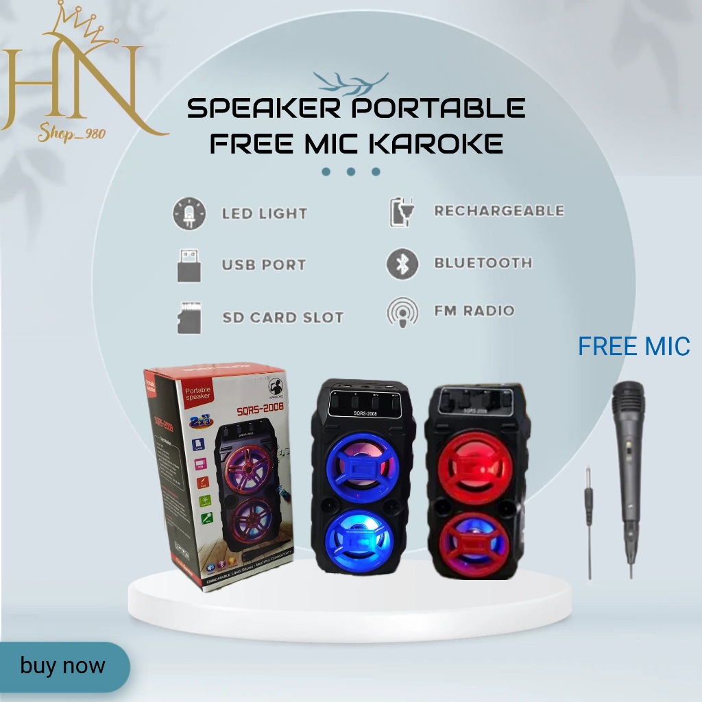 Speaker bluetooth SQRS-2008 plus mic karoke
