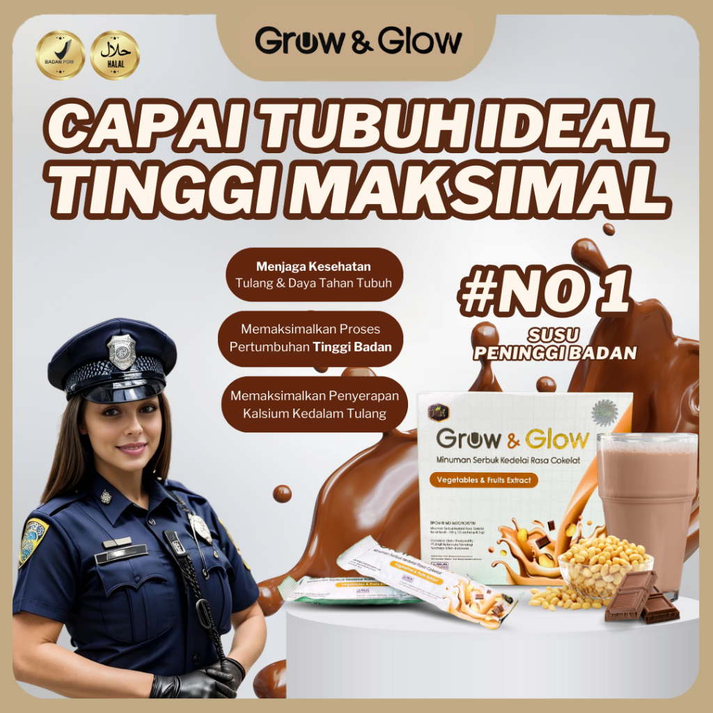 

Grow And Glow Susu Peninggi Badan Paling Ampuh 3-7cm Tubuh Ideal High Calcium alsium Susu Kedelai Bubuk Protein Menjaga Daya Tahan Tubuh Kesehatan Tulang