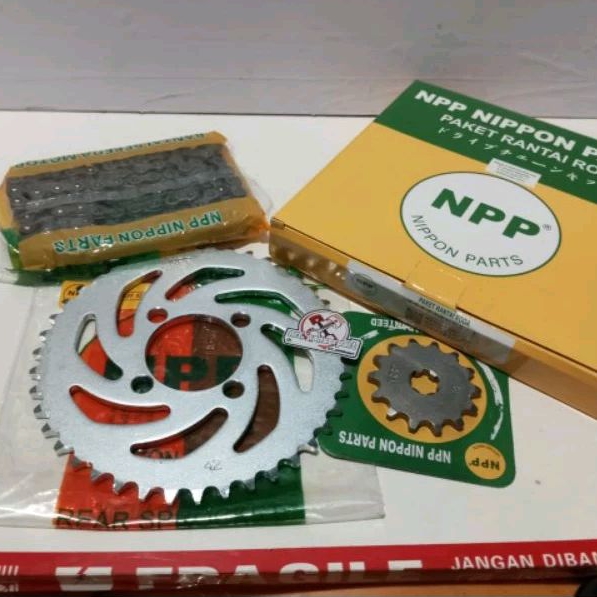 GEARSET RANTE ZX 130/GIR SET PAKET RANTAI KAWASAKI KAZE ZX 130/ZX-130 420/428-108L 14-42T NPP/RIKO G