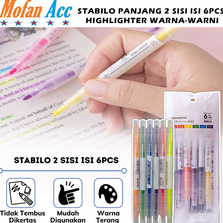 

Best Seller Stabilo 2 Sisi (1 Pack Isi 6pcs) Highlighter Colorful / Perlengkapan Alat Tulis Kantor Sekolah Anak Spidol Panjang Multicolor Untuk Mewarnai Penanda Kalimat Penting ATK Set Pulpen Warna Coloring Dijual Murah