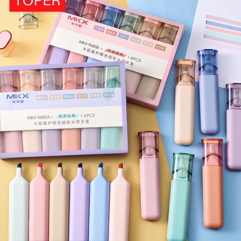

Harga Murah TOPER Stabilo Set Isi 6pcs Warna Macaroon Soft Pastel Estetik Aesthetic Highlighter Ready Stok