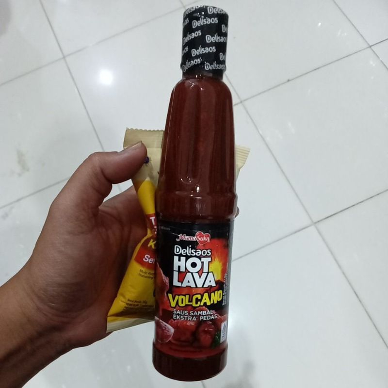

Mahbubah - Delisaos Hot Lava Volcano 310 g Saus Sambal Extra Pedas Botol