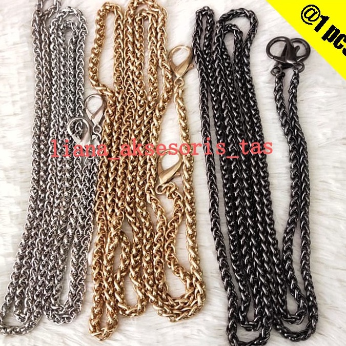 Produk TALI TAS RANTAI TAS WANITA WARNA NIKEL, LIGHT GOLD & BLACK NIKEL JUAL PER RANTAI AKSESORIS TA