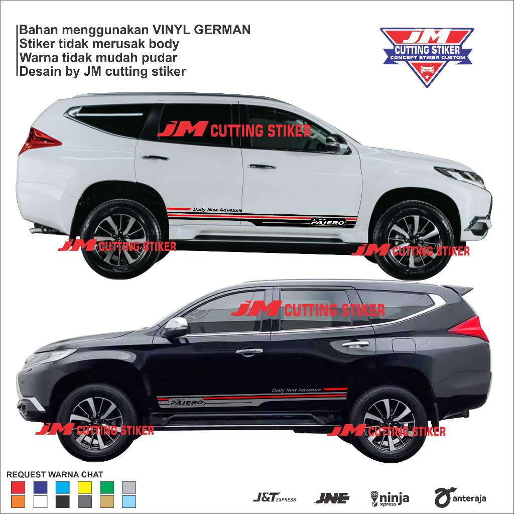 Stiker mobil mitsubishi pajero sport stiker cuting list body pajero sport