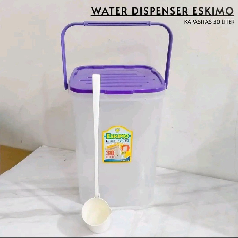 Dispenser air Water Dispenser Eskimo 30 Liter Container Es Buah Segi + Gayung