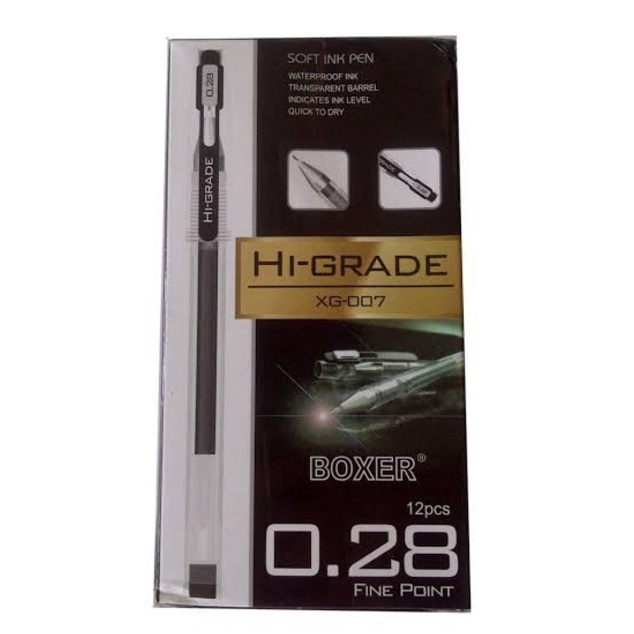 

Import Terlaris (12 pcs) Bolpen HI-GRADE Boxer 0.28 MM | Pulpen Higrade Hitam Biru | Higrade 