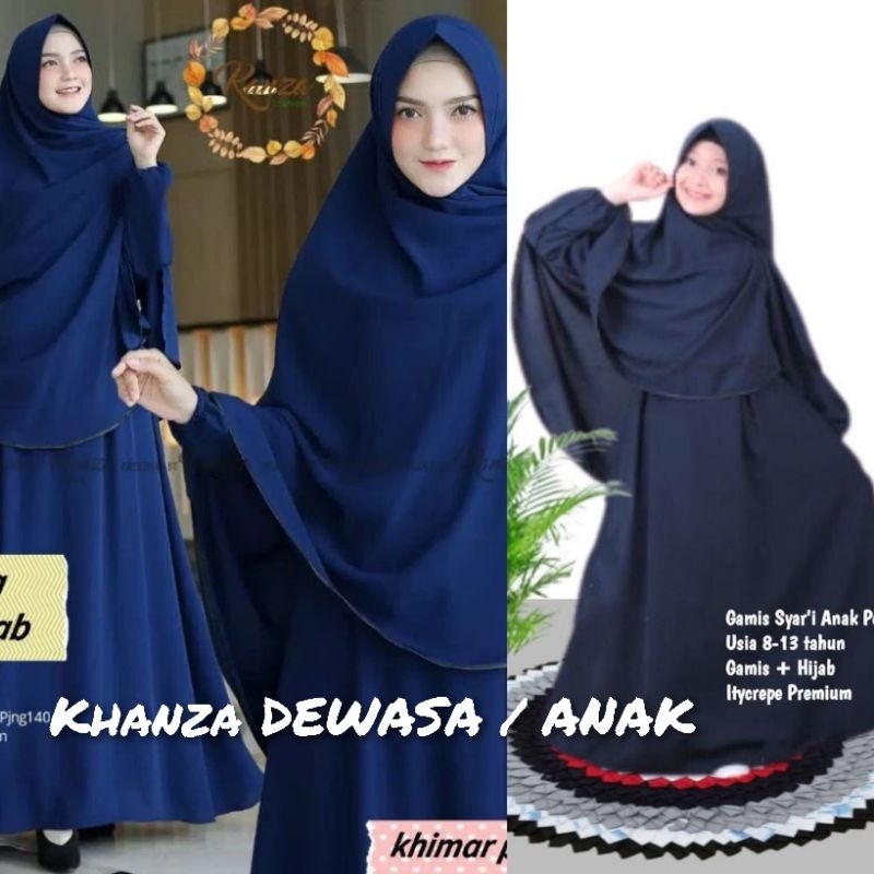 Baju Gamis Dress Pesta Kondangan Muslim Syari Busui Polos Anak Wanita Ukuran  L XL XXL JUMBO KHANZA 