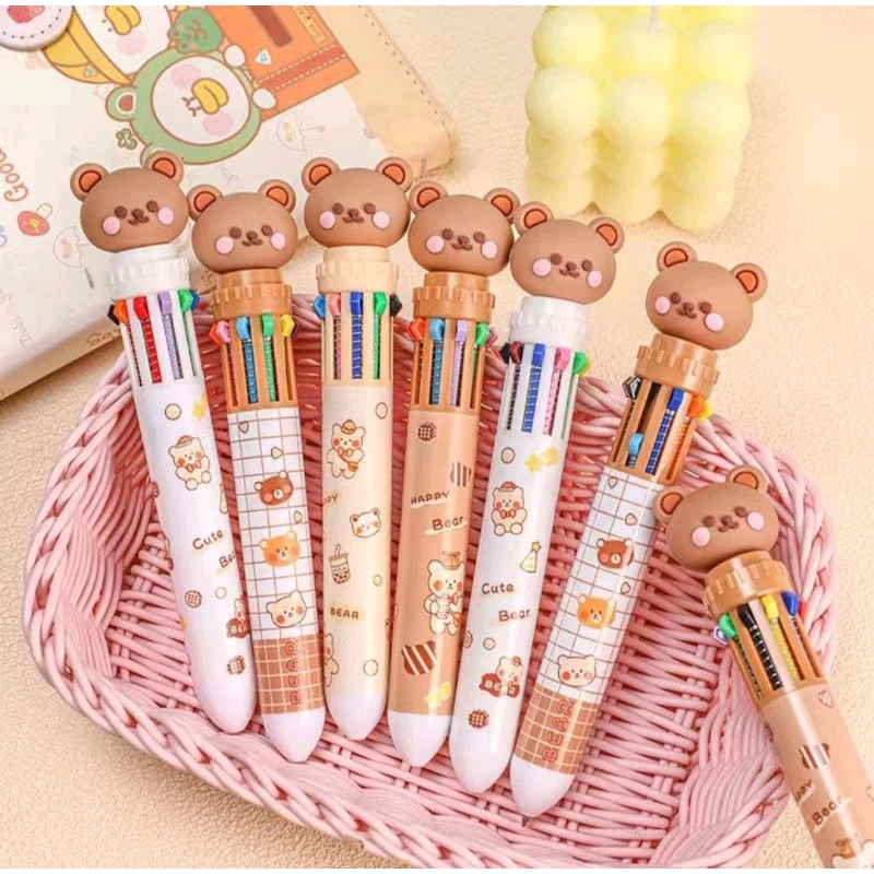 

Pulpen Beruang Kawaii Pen Aesthetic Pulpen Cetek 10 warna