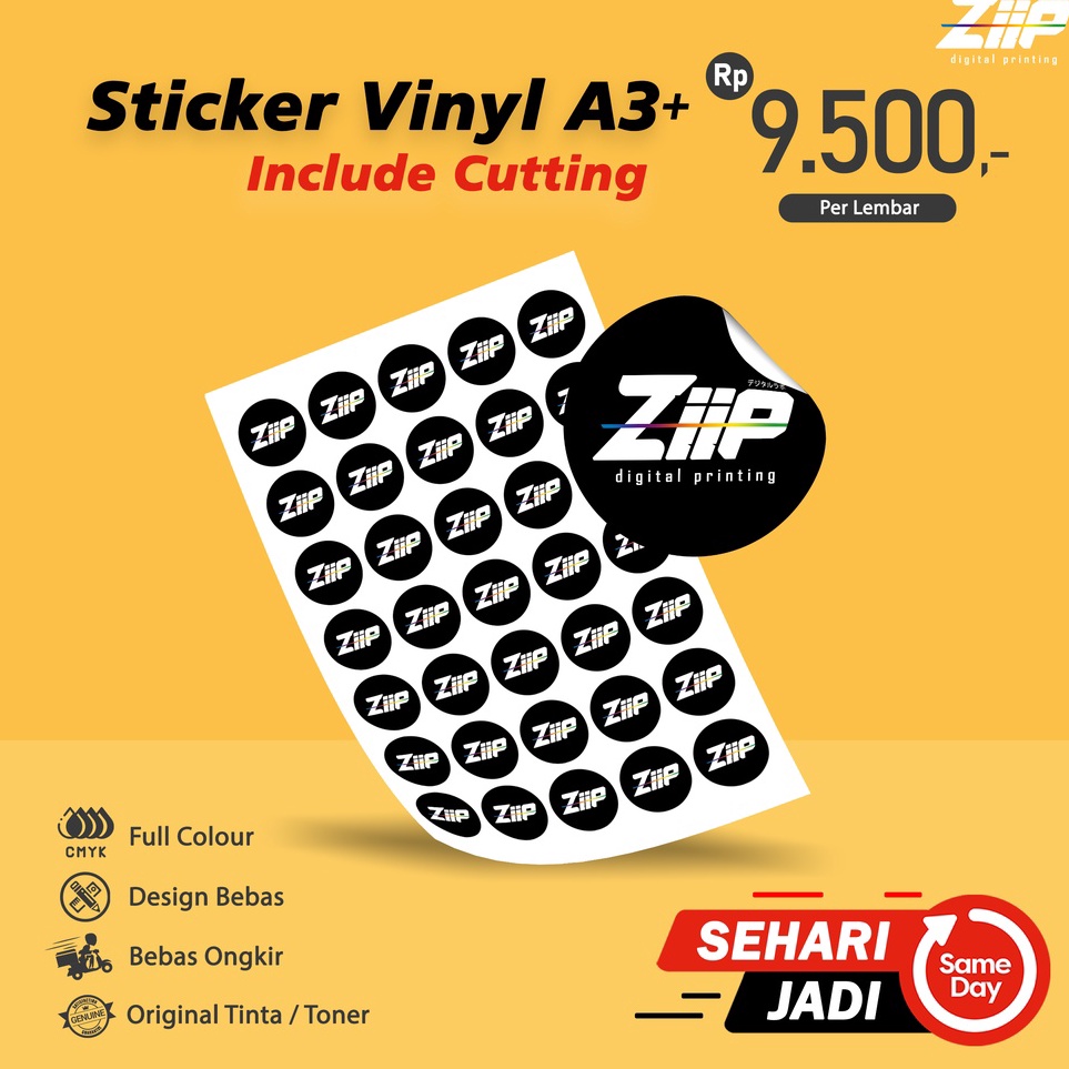 

☊↕⁑ Cetak Stiker Label Vinyl A3+ Include Cutting