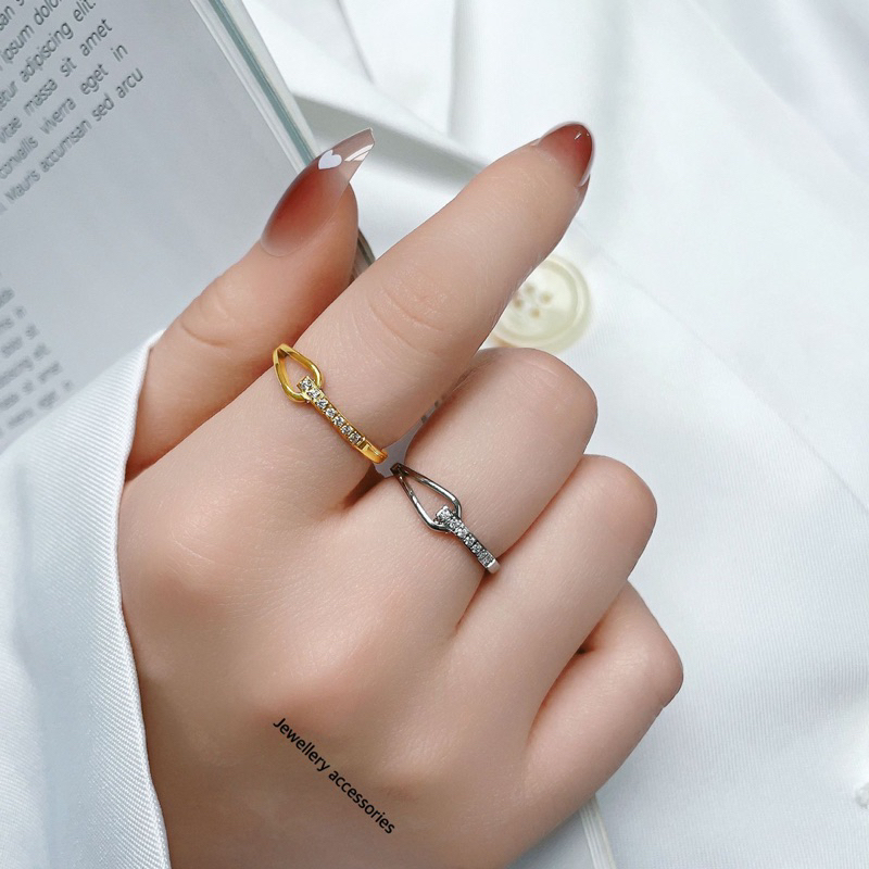 Cincin Titanium Mata Tanam Anti Karat Gold Emas Korea Fashion C51