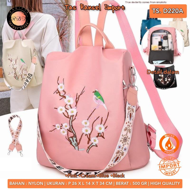 Tas Ransel Wanita Import Cantik bahan Nylon best seller by RDT