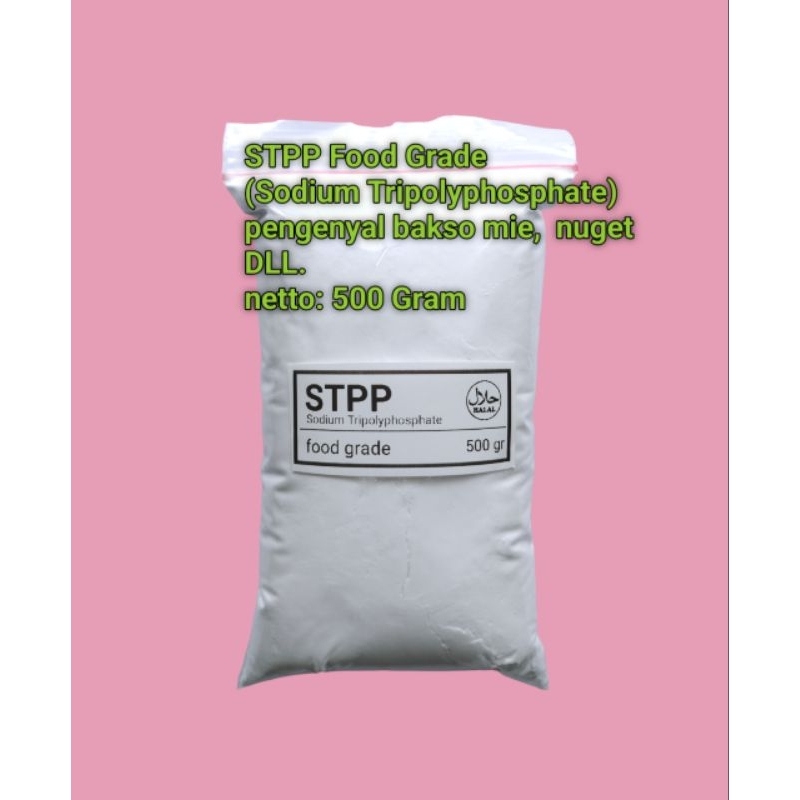 

STPP Food Grade(Sodium Tripolyphosphate)pengenyal bakso,mie, nuget. 500gr