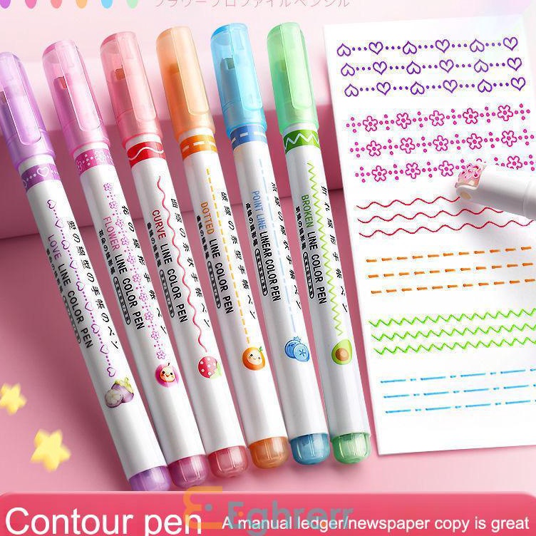 

Terbaru ✨EG-3Pcs/6Pcs Spidol Garis Besar Bunga Spidol Kurva Rol Spidol Warna Tulisan Tangan Siswa Tint Marker Highlighter 1 set isi 6-Eghrerr Promo