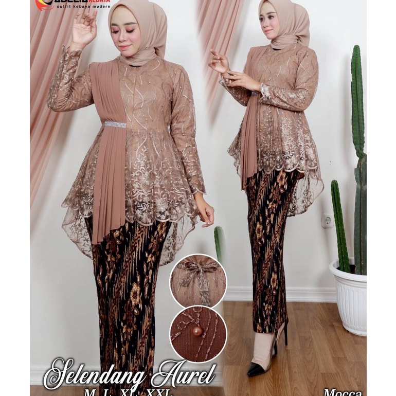 Seller (COD)> SET KEBAYA BLOUSE SELENDANG AUREL - MODEL KEBAYA TERLARIS 2021 - BAJU KEBAYA PESTA DAN