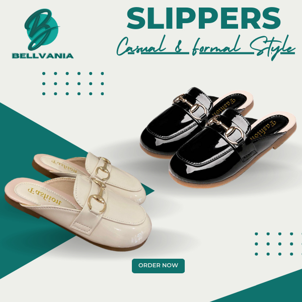 Sandal slip on anak perempuan trendy / Sandal selop anak model kancing lucu / Sandal selop anak pere
