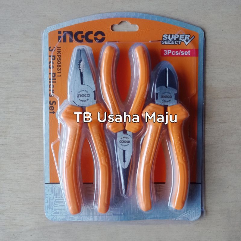 Tang Karet INGCO Set ( 3 pcs ) Tang Kombinasi , Tang Potong , Tang Buaya