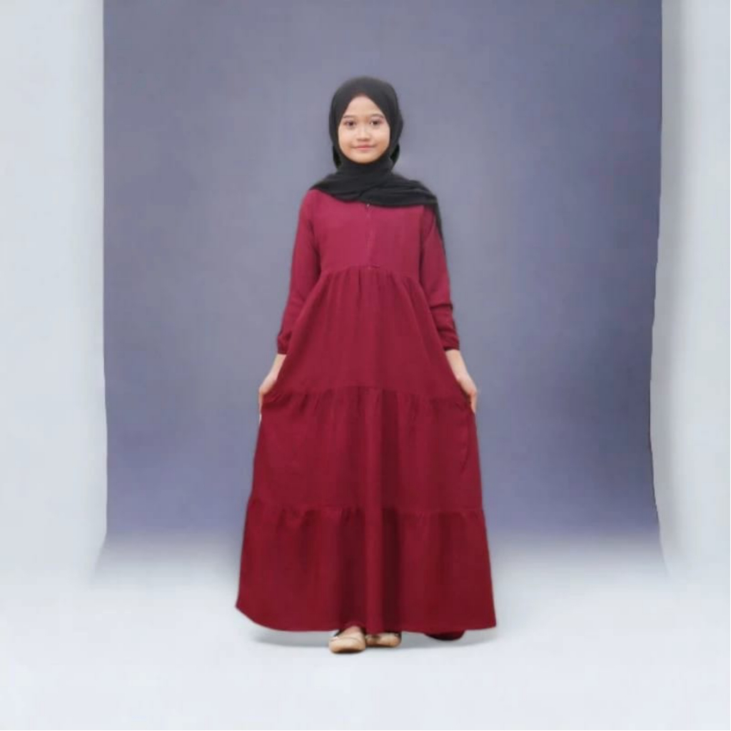gamis anak 7- 12 tahun warna merah maroon