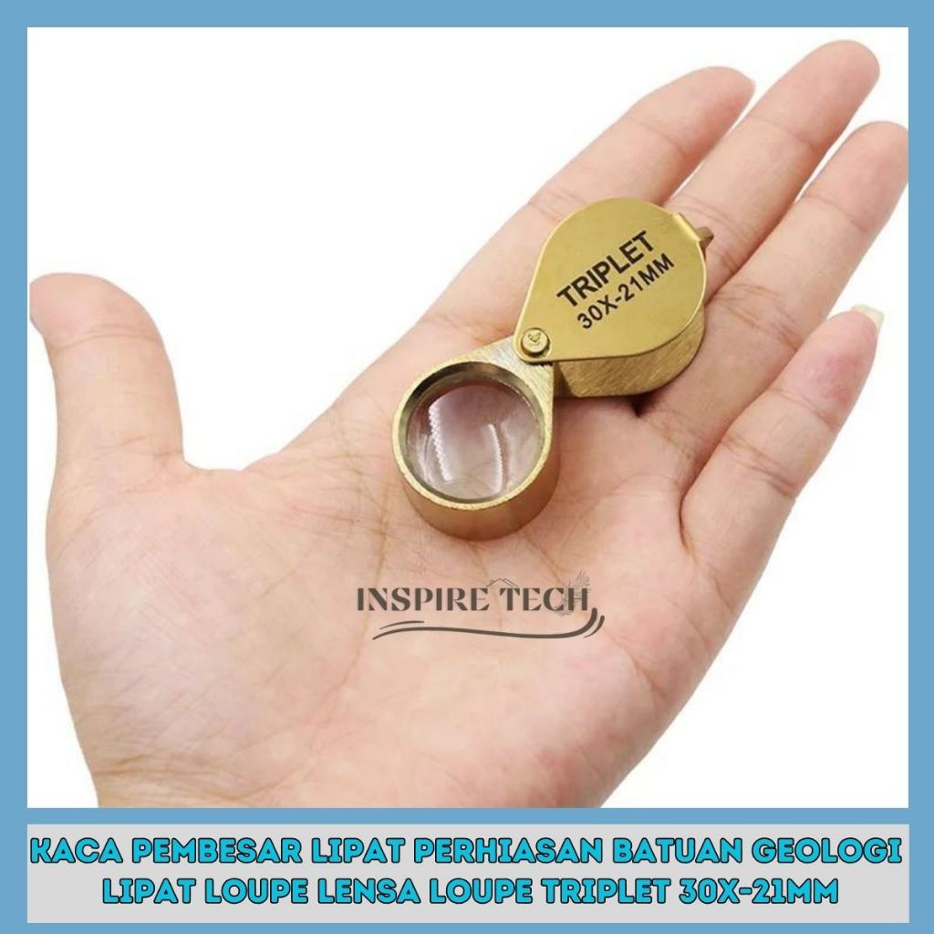 

gk Kaca Pembesar Lipat Perhiasan Batuan Geologi Lipat Loupe Lensa LOUPE Triplet 30x-21mm