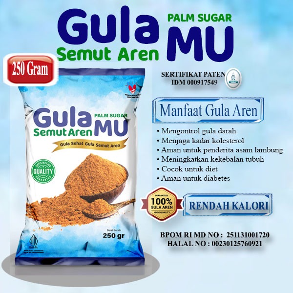 

Gulamu Gula Aren Bubuk Asli Murni 100% Organik 250 gram Gula Aren Semut 250gr Brown Sugar Asli Murni Palm Sugar 250 gr 100% Original Gula Semut Aren MU Bpom Halal