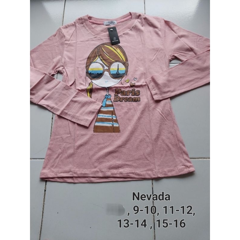 kaos anak cewek Nevada junior lengan panjang