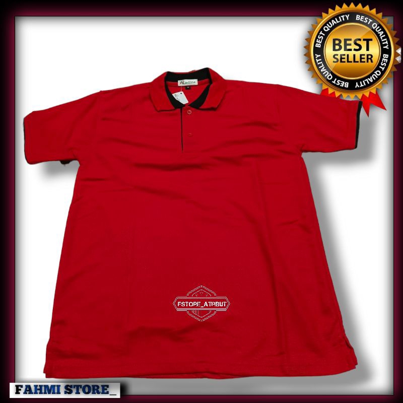 KAOS POLO MERAH LIST HITAM