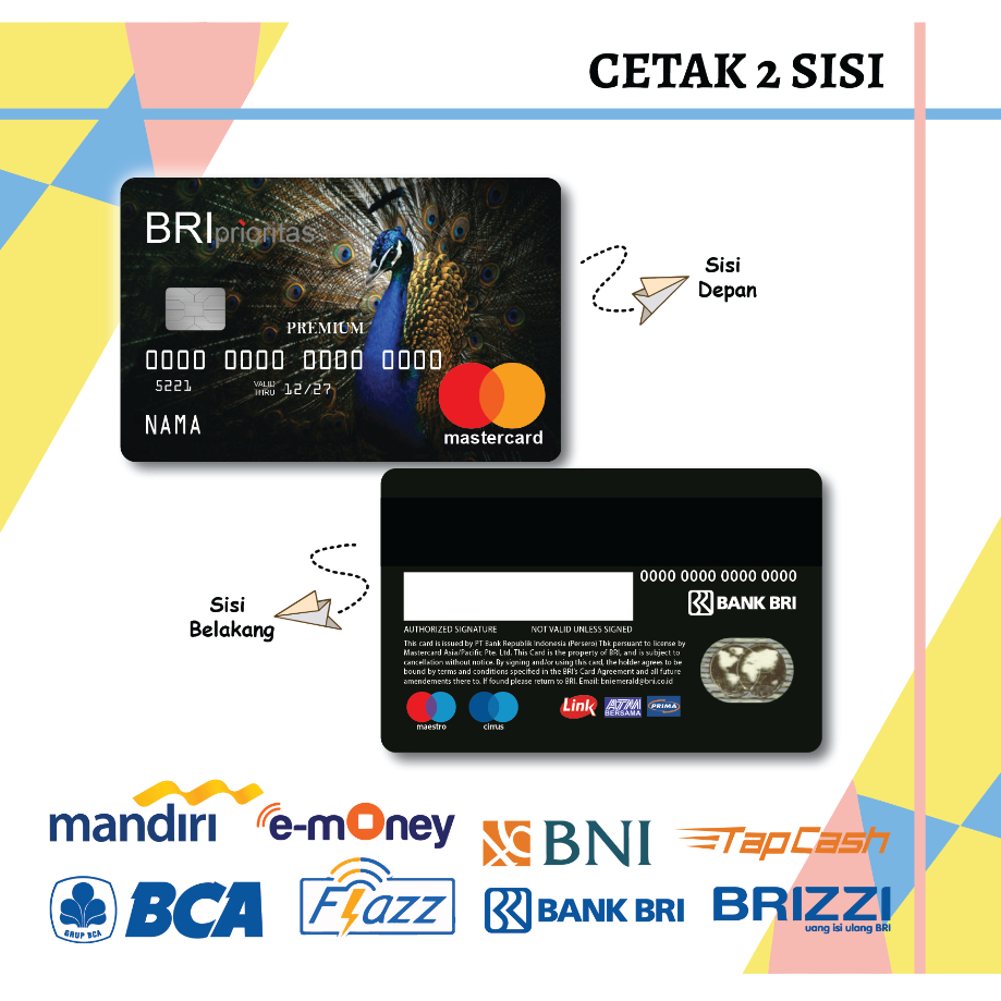 KARTU EMONEY DEBIT BRI PRIORITAS E MONEY MANDIRI FLAZZ BCA GEN 2 BNI TAPCASH BRIZZI BRI - 2 SISI