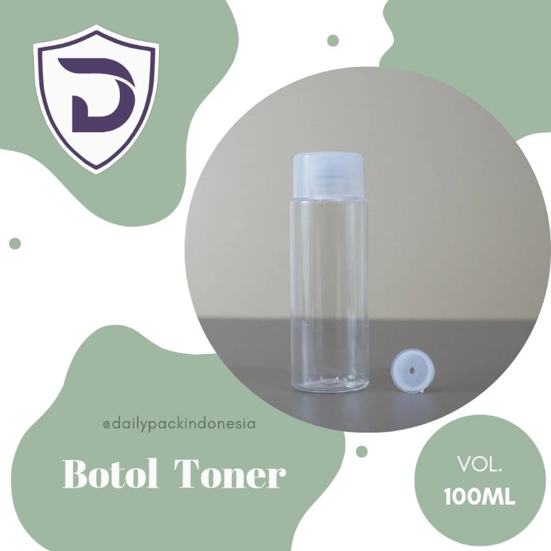 Botol Toner 100ml - Botol PET RF 100ml Clear + Tutup Remover + Inner Lubang ( Botol Skincare 100ml )