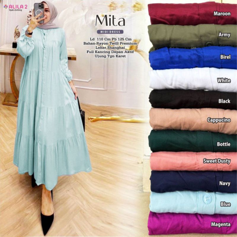 MITA MIDI DRESS LD 110 RAYON TWILL POLOS BY ALILA 2