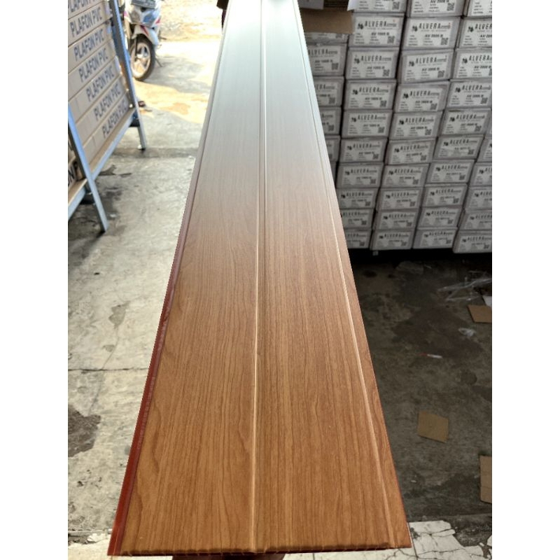 Plafon PVC serat kayu doff coklat muda Alvera 1005