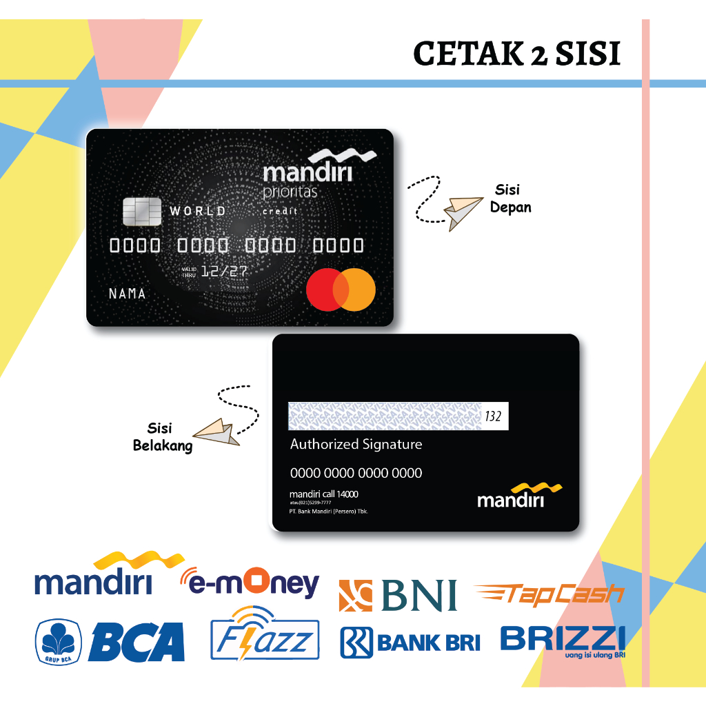 KARTU EMONEY DEBIT MANDIRI PRIORITAS BLACK MANDIRI FLAZZ BCA GEN 2 BNI TAPCASH BRIZZI BRI - 2 SISI