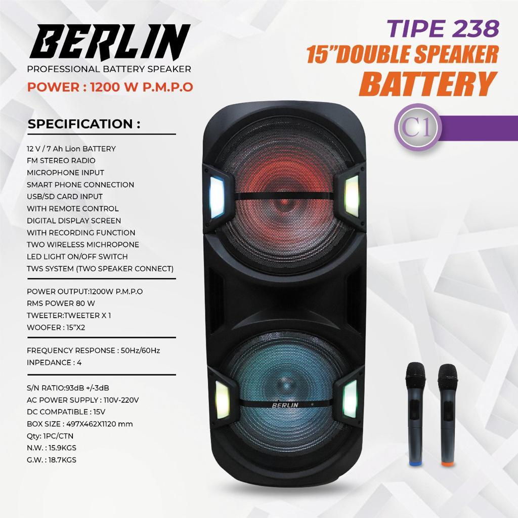 Speaker Portable Professional BERLIN 238 / 15inch-C1 Double Speaker