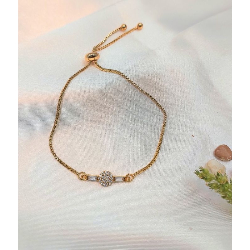 Gelang Bracelet Serut Fashion Wanita Titanium Anti Karat