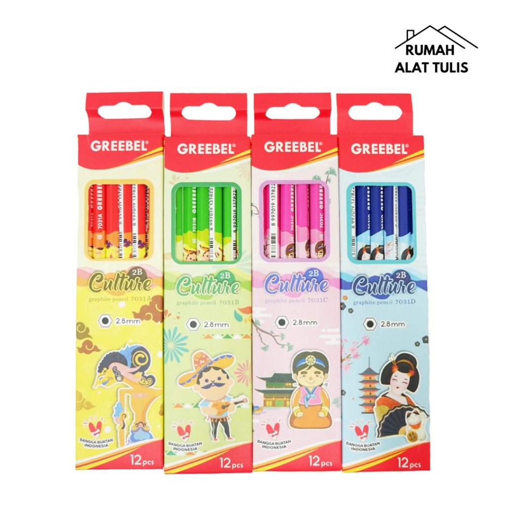 

Pensil greebel 2B / Alat Tulis / Pensil Serut / Pensil Set greebel 7031 Culture (12PCS/PAK)