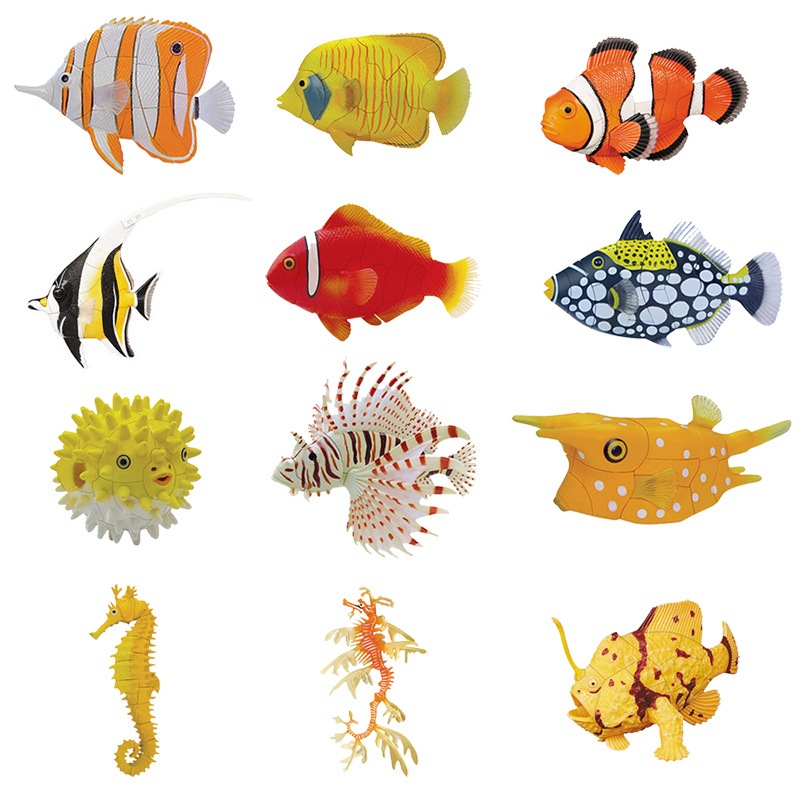 UKENN 3D Puzzle Coral fish toys, Mainan Puzzle 3D Ikan Hias Air laut, Edutoys 3D Puzzle berbentuk Ik