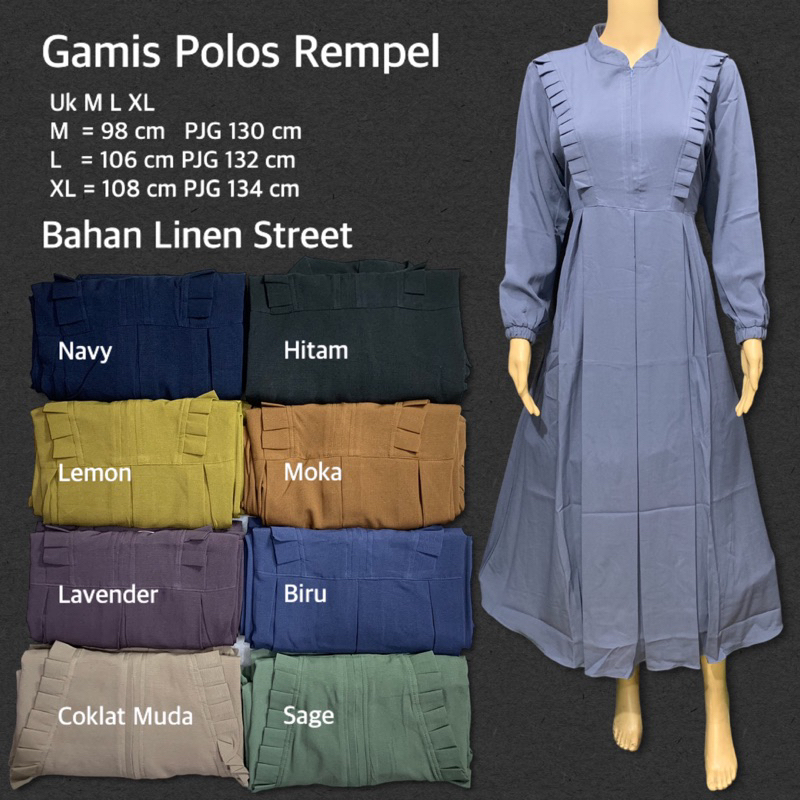 Gamis Polos Polo Linen