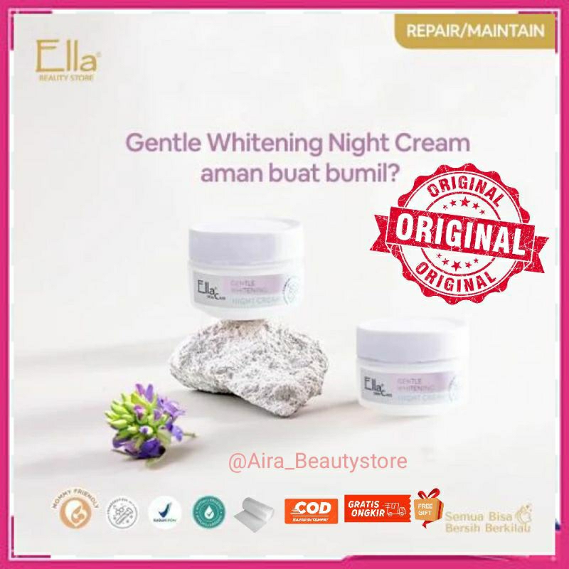 Night Cream Gentle Whitening Krim malam ella skincare