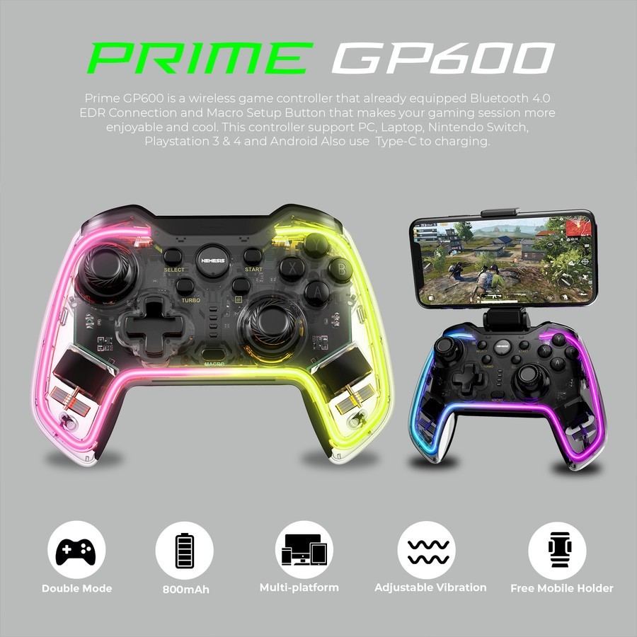 Gamepad/Game Pad Joystick Controller NYK Prime GP600 Bluetooth RGB