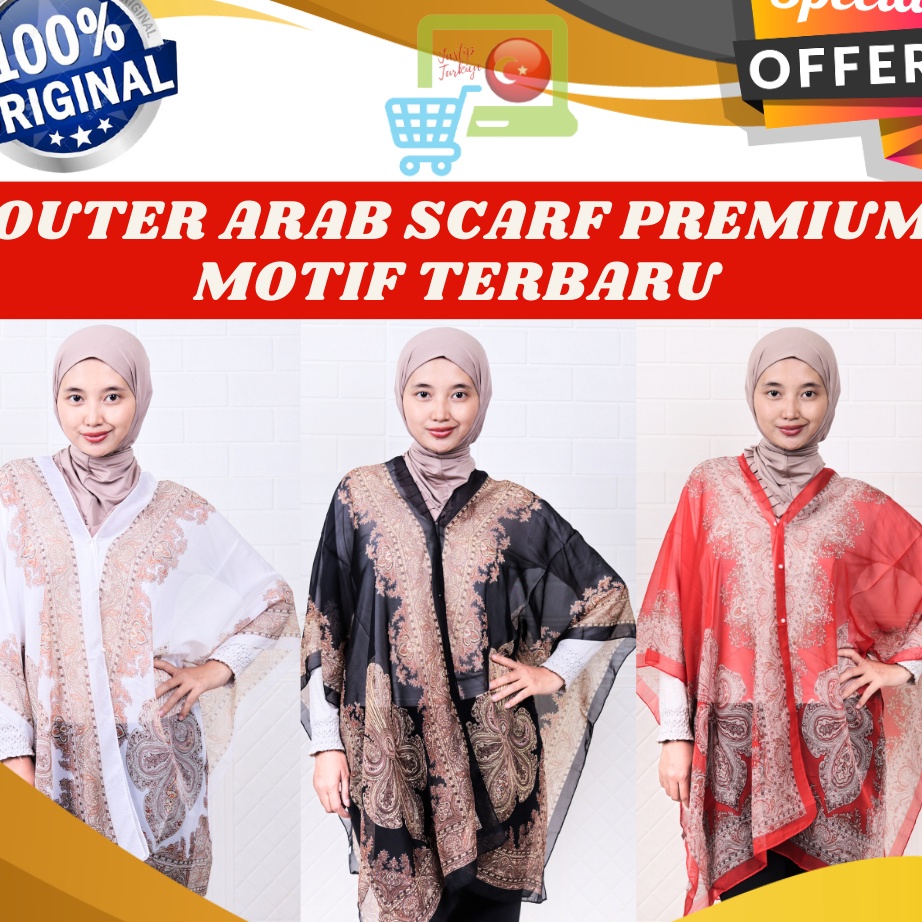 OUTER SCARF ARAB PREMIUM BAHAN SIFON BAJU LUARAN SYAL SUTERA SHAWL WANITA SILK KAIN PRINTING kpw