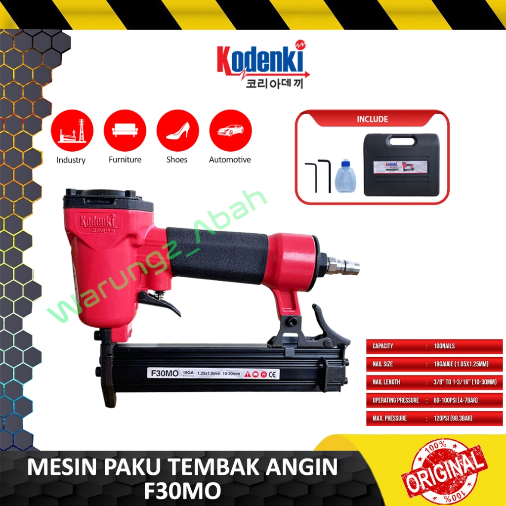 ALAT MESIN STAPLER STAPLES SETEPLES STEPLES PAKU TEMBAK ANGIN AIR STAPLER NAILER NAIL GUN KODENKI F3