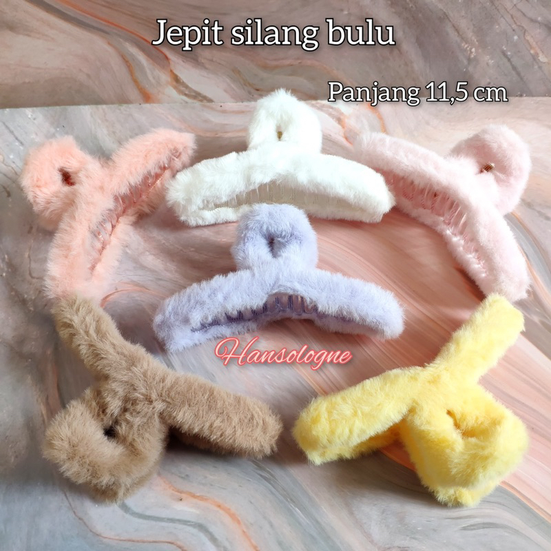 jepit rambut bulu premium quality / hair clip / hair claw