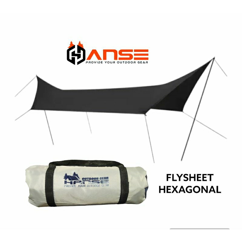 HanseOutdoor flysheet hexagonal 4×6 flysheet hexagonal leuweung 01 atap tenda camping outdoor flyshe