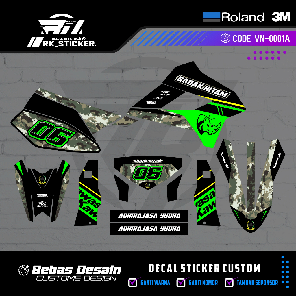 DECAL KLX 250 STRIPING KLX 250 FREE CUSTOME DESIGN