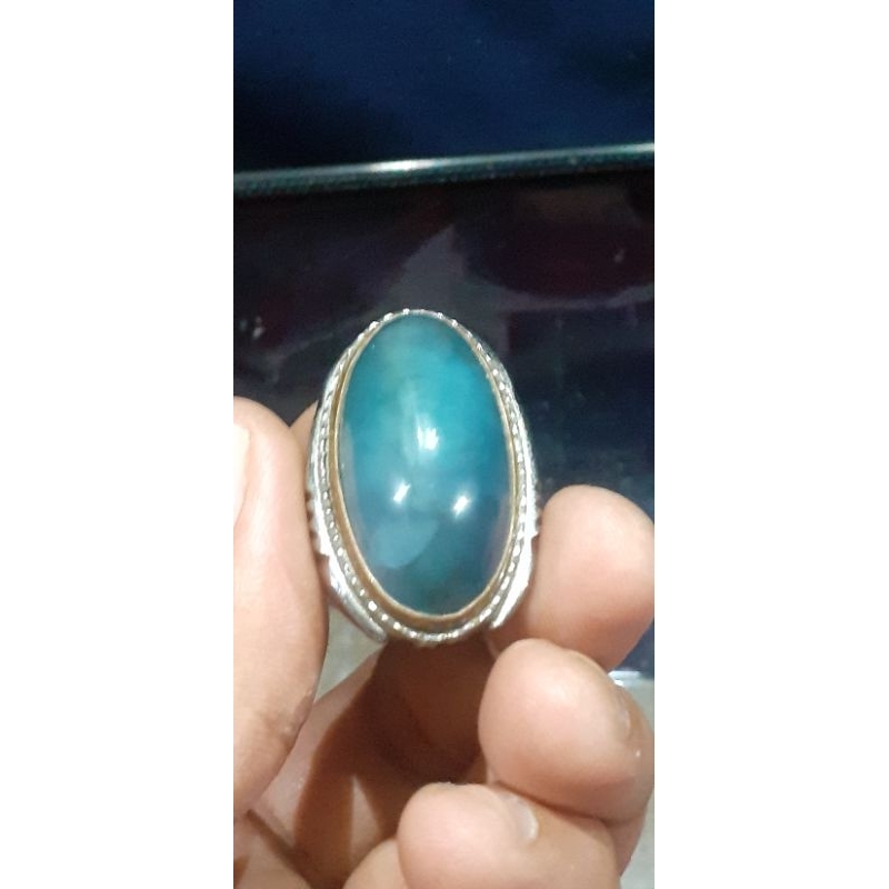 CINCIN AKIK BATU PANDAN BIRU LUMUT