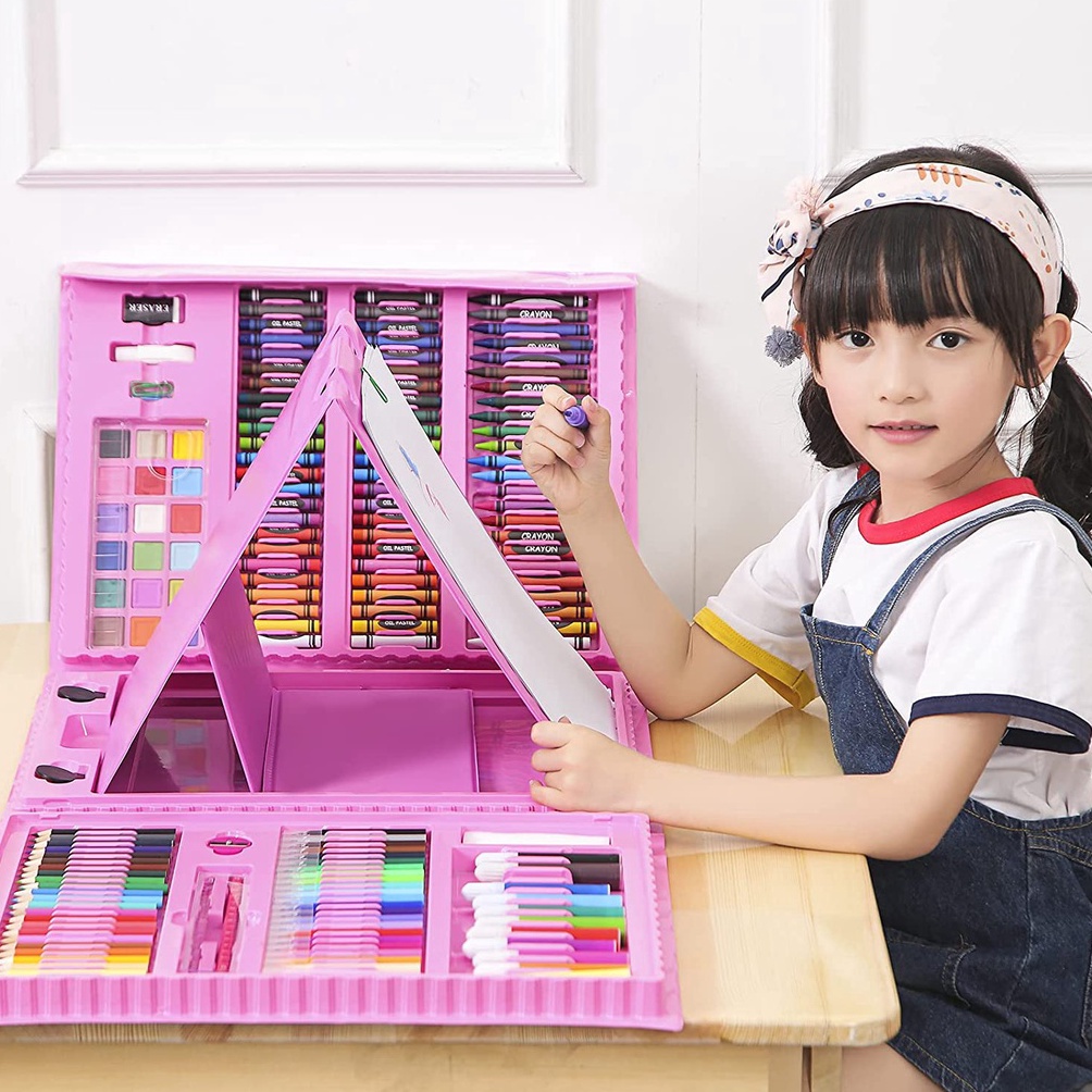 

Best Crayon Anak Pengasah 208pcs Set Alat Menggambar Melukis Anak-anak Crayon Cat Air Pensil 42