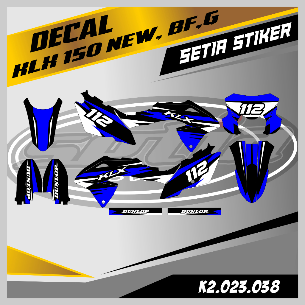 DECAL KLX BF 150 NEW, G, SE, HITAM BIRU, SUPERMOTO, TRAIL, DESAIN BEBAS CUSTOM BARU (K2.023.038)