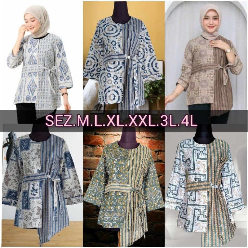 Atasan Baju Batik wanita Modern Dobby Tenun Sutra Halus Katun ,Sarimbit Atasan Batik s terbaru