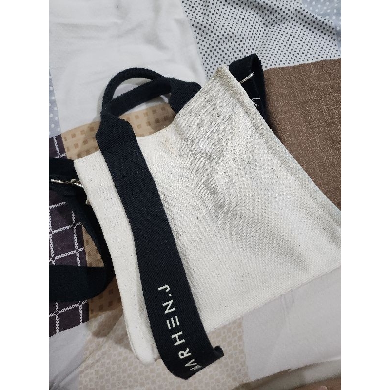 PRELOVED TAS MARHEN J RICKY MINI WHITE TAS KANVAS PUTIH