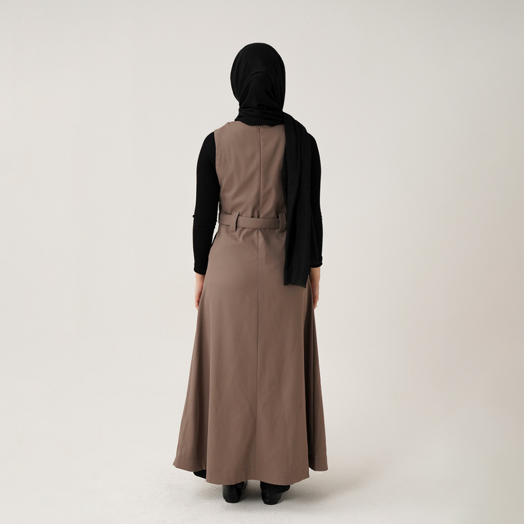 Queensland Dress Jumpsuit Wanita Muslim LIN000305Q Coklat