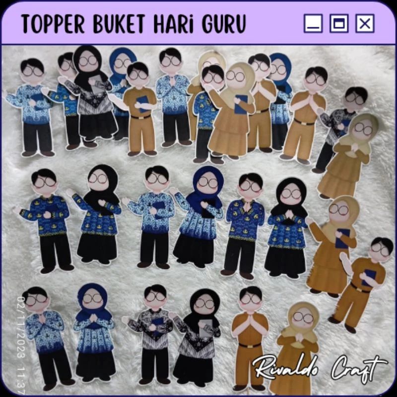 TOPPER Buket Hari Guru | Perlengkapan Stiker Hiasan Happy Teacher's Day