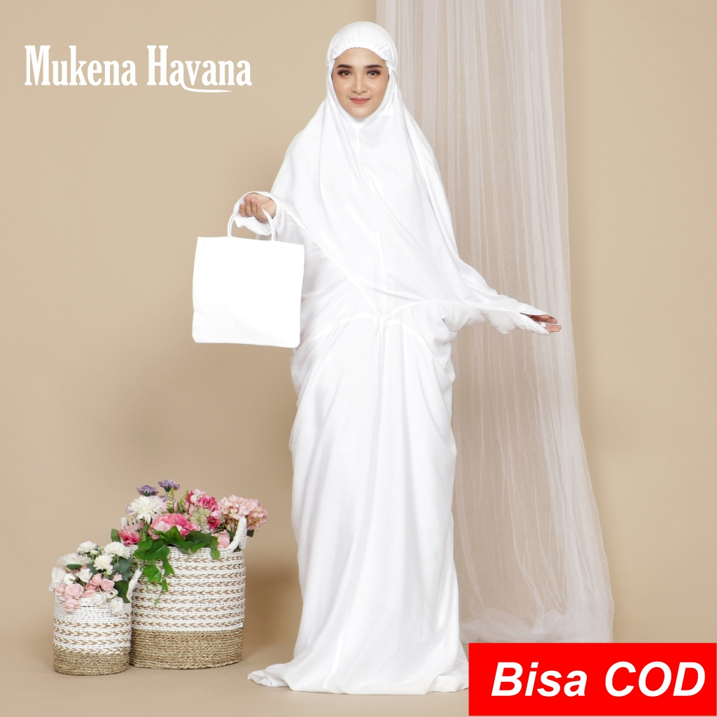 Mukena Terusan Polos Putih Katun Rayon / Mukena Pocong